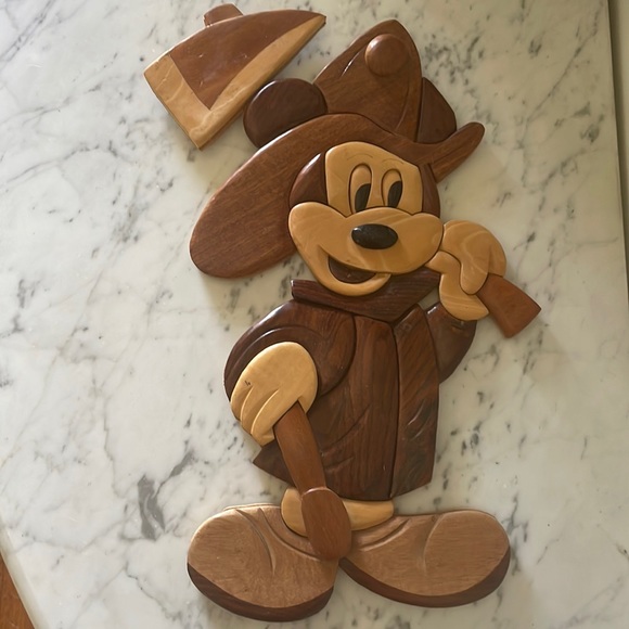 Art Rare Vintage Disney Wood Carvings Art Intarsias Of Mickey Mouse